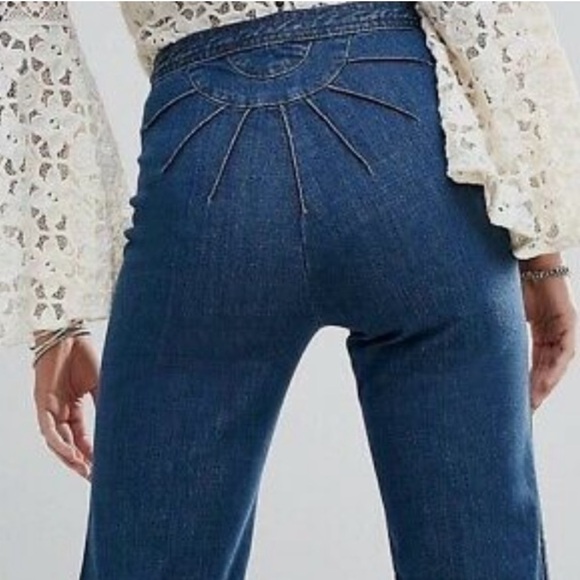 Free People Denim - Free People Ray of Sunshine Wide Leg Flare Denim Jeans Size 24 Bell bottom